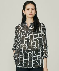 自由区 / ジユウク シャツ・ブラウス | ジオメトリックレトロプリント ブラウス