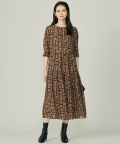 自由区 / ジユウク ロング・マキシ丈ワンピース | ジオメトリックレトロプリント ワンピース