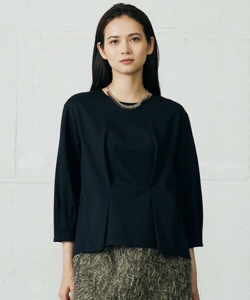 自由区/ジユウク クリアコットンポンチタックジャージ カットソー ネイビー 40