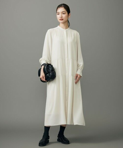 自由区/ジユウク 【洗える】シルキータッチティアード ドレス エクリュ 40