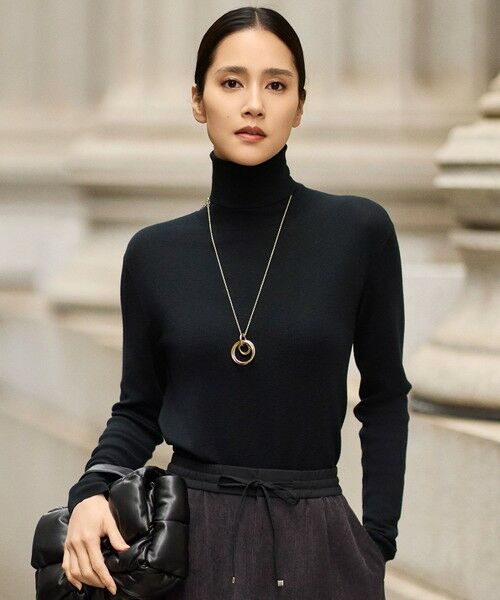 自由区/ジユウク ウールシルクミックスインナー ニット ブラック 40