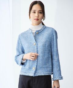 自由区 / ジユウク ノーカラージャケット | ファンシーノットツイードノーカラー ジャケット