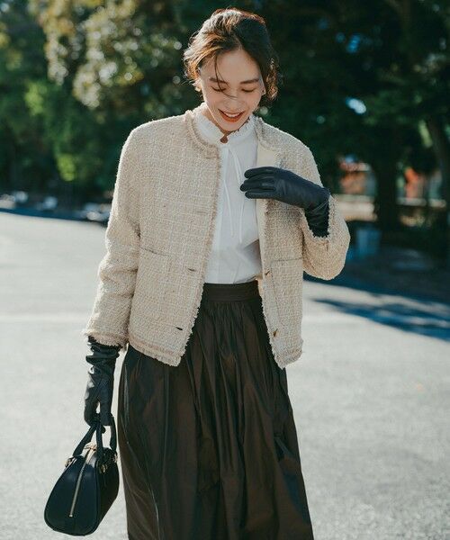 自由区 / ジユウク ノーカラージャケット | ファンシーノットツイードノーカラー ジャケット | 詳細1