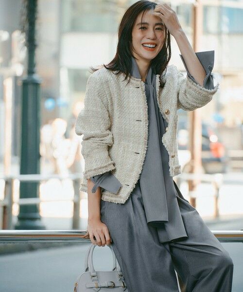 自由区 / ジユウク ノーカラージャケット | ファンシーノットツイードノーカラー ジャケット | 詳細3