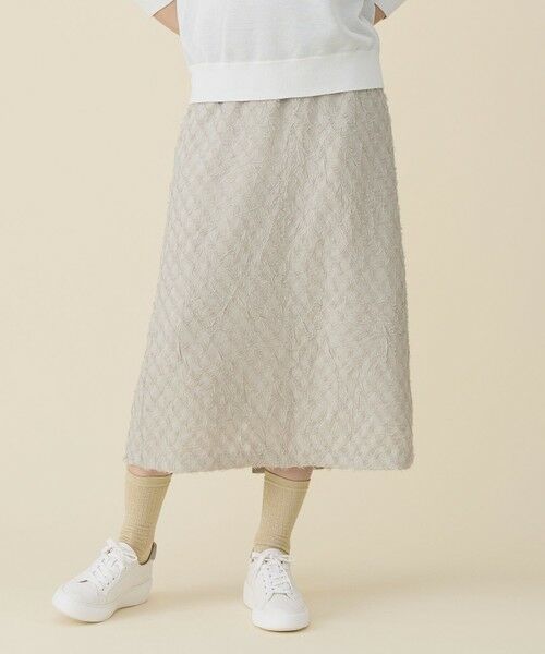 自由区 / ジユウク ミニ・ひざ丈スカート | 【セットアップ対応】ワッシャーカットジャカード スカート（ベージュ）