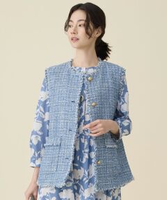 自由区 / ジユウク ベスト | ファンシーノットツイード ジレ