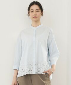 自由区 / ジユウク シャツ・ブラウス | エンブロイダリーブロードバンドカラー ブラウス