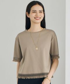 自由区 / ジユウク カットソー | 【SHIHOさん着用】コンパクトハイゲージフリンジ Tシャツ