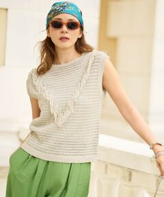 自由区 / ジユウク ベスト | 【SHIHOさん着用】リネンフリンジ ベスト