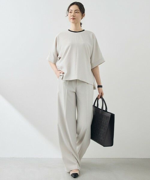 自由区 / ジユウク その他パンツ | 【カタログ掲載・セットアップ対応・セレモニー・ハレの日・通勤】テクスチャードスーツストレートワイド パンツ | 詳細3