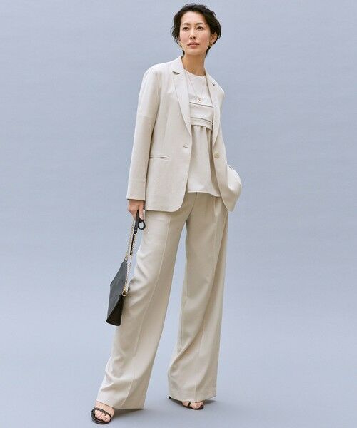 自由区 / ジユウク その他パンツ | 【カタログ掲載・セットアップ対応・セレモニー・ハレの日・通勤】テクスチャードスーツストレートワイド パンツ | 詳細1