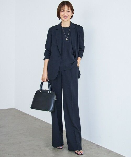 自由区 / ジユウク その他パンツ | 【カタログ掲載・セットアップ対応・セレモニー・ハレの日・通勤】テクスチャードスーツストレートワイド パンツ | 詳細12