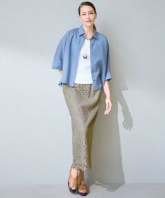 自由区 / ジユウク ミニ・ひざ丈スカート | 【SHIHOさん着用・こだわり素材】パネルレース スカート