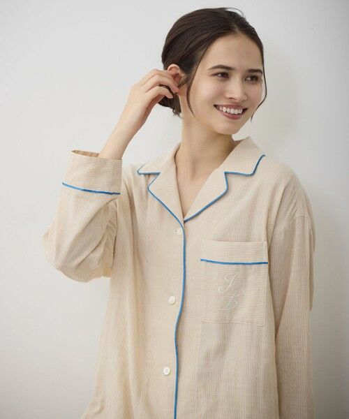 自由区 / ジユウク ルームウェア | 【WEB限定】オーガニックコットンパジャマ（イエローストライプ×ブルー）