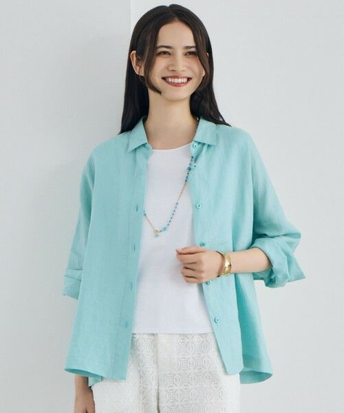 自由区 / ジユウク シャツ・ブラウス | 【カタログ掲載】トルコリネン シャツ（ペールブルー）