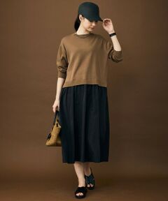 自由区 / ジユウク ロング・マキシ丈ワンピース | 【人気異素材コンビの最新作・前後着用可】タフタコンビ ワンピース