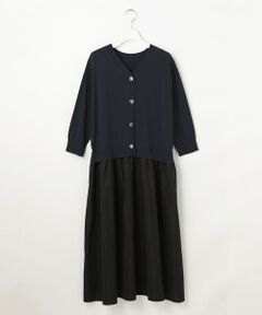 自由区 / ジユウク ロング・マキシ丈ワンピース | 【人気異素材コンビの最新作・前後着用可】タフタコンビ ワンピース