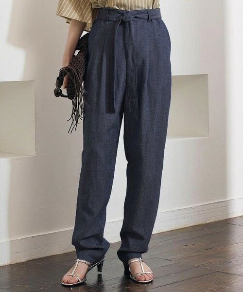 自由区 / ジユウク その他パンツ | 【カタログ掲載】コットンリネンシャンブレーテーパード パンツ（インディゴ系）