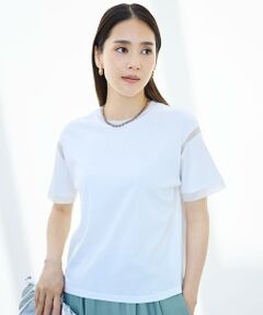 自由区 / ジユウク カットソー | ナチュラルコットンハイゲージシアーアクセント Tシャツ