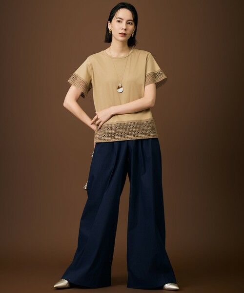 自由区 / ジユウク カットソー | 【色違いで揃える方多数】ナチュラルコットンハイゲージレースドッキング Tシャツ | 詳細14