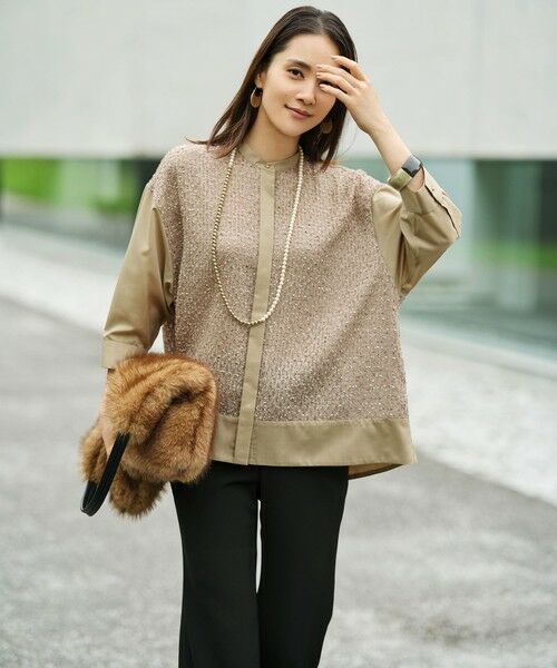 自由区 / ジユウク シャツ・ブラウス | 【1枚で着映える】シアーカットジャガードオーバーバンドカラー ブラウス | 詳細3
