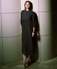 自由区 / ジユウク ミニ丈・ひざ丈ワンピース | 【SHIHOさん着用・一枚でサマになる】シアーカットジャガードバンドカラーシャツ ワンピース