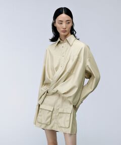 JNBY / ジェーエヌビーワイ ミニ丈・ひざ丈ワンピース | Faux Leather Shirt Dress /レザーシャツドレス