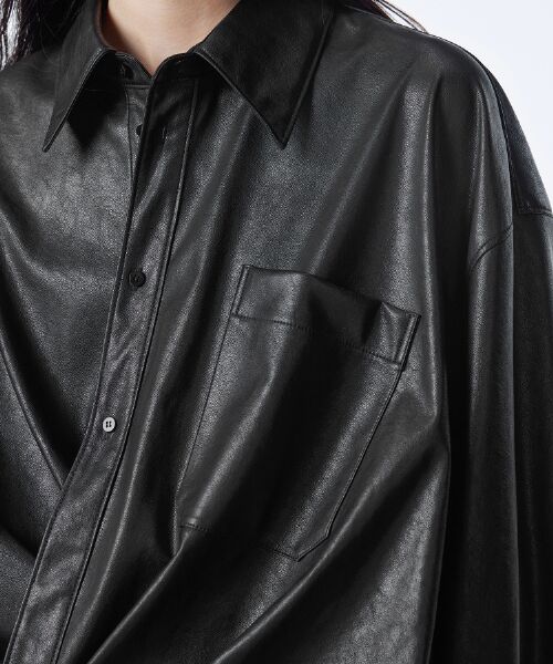 JNBY / ジェーエヌビーワイ ミニ丈・ひざ丈ワンピース | Faux Leather Shirt Dress /レザーシャツドレス | 詳細5