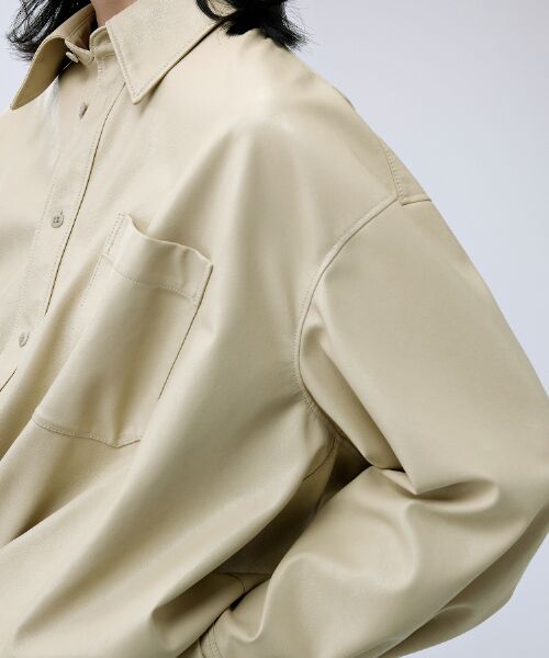 JNBY / ジェーエヌビーワイ ミニ丈・ひざ丈ワンピース | Faux Leather Shirt Dress /レザーシャツドレス | 詳細17