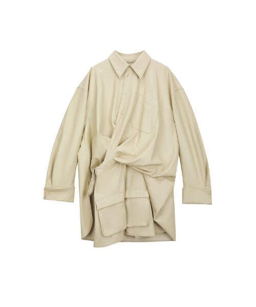 JNBY / ジェーエヌビーワイ ミニ丈・ひざ丈ワンピース | Faux Leather Shirt Dress /レザーシャツドレス | 詳細20