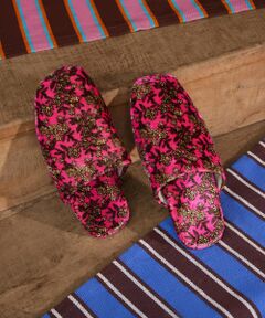 JNBY / ジェーエヌビーワイ その他小物 | HOME Floral-pattern Velvet Square-toe Slippers / スクエアトゥスリッパ