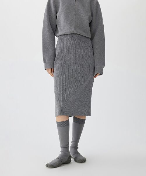 JNBY/ジェーエヌビーワイ Elegant Ribbed Knit Pencil Skirt GRAY L JNBY/ジェーエヌビーワイ Elegant Ribbed Knit Pencil Skirt GRAY L