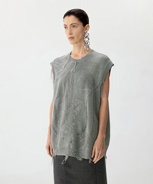 JNBY / ジェーエヌビーワイ ベスト | Distressed Bloom Knit Vest / ニットベスト | 詳細10