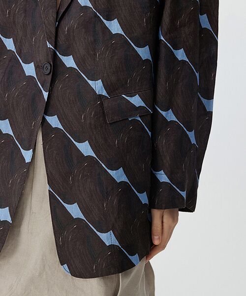 JNBY / ジェーエヌビーワイ テーラードジャケット | Urban Graphic Linen Jacket / リネンジャケット | 詳細12