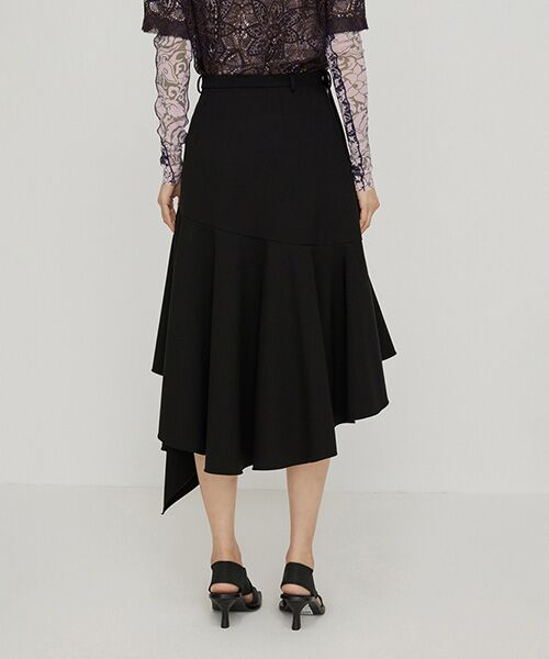 セール】 Asymmetric Hem Stretch-nylon Midi Skirt