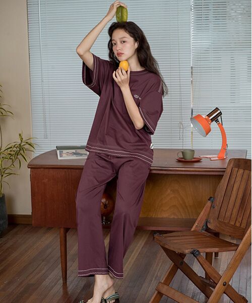 JNBY/ジェーエヌビーワイ HOME Basic Loose-cut Genderless Cotton T-shirt RED M JNBY/ジェーエヌビーワイ HOME Basic Loose-cut Genderless Cotton T-shirt RED M