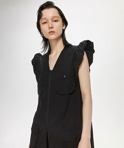 JNBY / ジェーエヌビーワイ ミニ丈・ひざ丈ワンピース | Cloud Large Pocket Zip-front Cotton Dress / ジップアップドレス | 詳細4