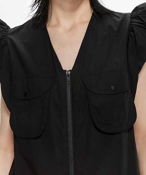 JNBY / ジェーエヌビーワイ ミニ丈・ひざ丈ワンピース | Cloud Large Pocket Zip-front Cotton Dress / ジップアップドレス | 詳細5