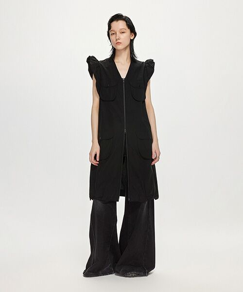 JNBY/ジェーエヌビーワイ Cloud Large Pocket Zip-front Cotton Dress BLACK M JNBY/ジェーエヌビーワイ Cloud Large Pocket Zip-front Cotton Dress BLACK M