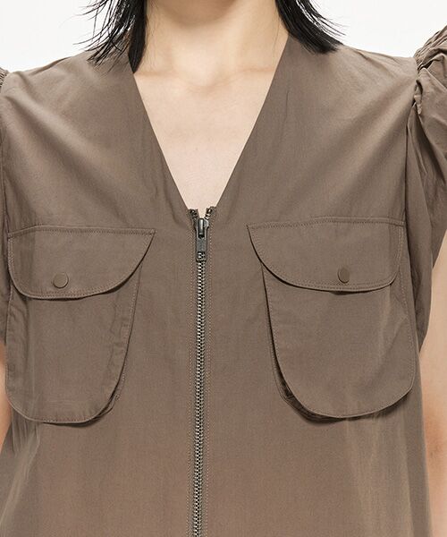 JNBY / ジェーエヌビーワイ ミニ丈・ひざ丈ワンピース | Cloud Large Pocket Zip-front Cotton Dress / ジップアップドレス | 詳細12