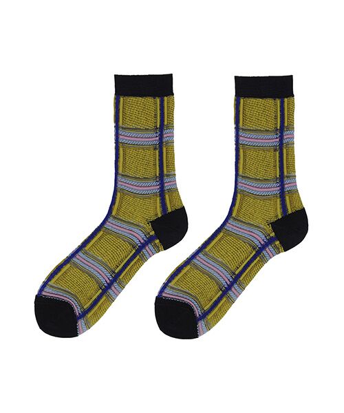 JNBY/ジェーエヌビーワイ Windowpane-check Nylon Socks CORN ONE SIZE JNBY/ジェーエヌビーワイ Windowpane-check Nylon Socks CORN ONE SIZE