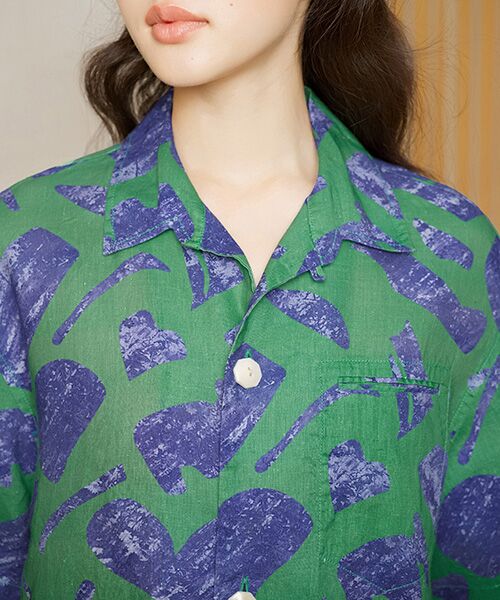 JNBY / ジェーエヌビーワイ ルームウェア | HOME Genderless Loose-fit Linen Pajama Shirt / ジオメトリックリネンパジャマシャツ | 詳細9