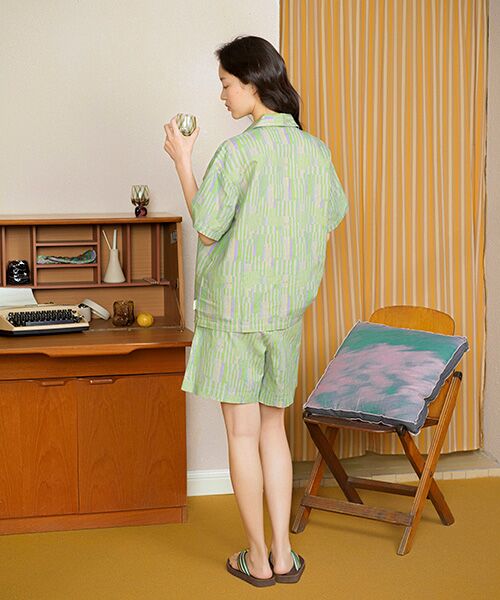 JNBY / ジェーエヌビーワイ ルームウェア | HOME Genderless Loose-fit Geometric-print Linen-blend Pajama Shirt / ジェンダーレスジオメトリックプリント パジャマシャツ | 詳細2