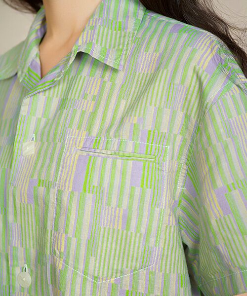 JNBY / ジェーエヌビーワイ ルームウェア | HOME Genderless Loose-fit Geometric-print Linen-blend Pajama Shirt / ジェンダーレスジオメトリックプリント パジャマシャツ | 詳細3