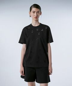 JNBY / ジェーエヌビーワイ Tシャツ | Laser-cut Floral Hollow T-Shirt / レースカットフローラルTシャツ