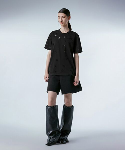 JNBY / ジェーエヌビーワイ Tシャツ | Laser-cut Floral Hollow T-Shirt / レースカットフローラルTシャツ | 詳細13