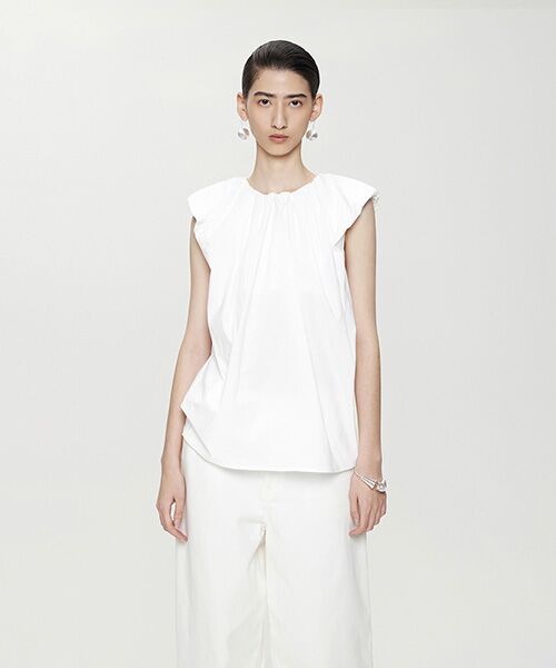 JNBY / ジェーエヌビーワイ シャツ・ブラウス | Gathered Ballon-sleeve Shirt / バルーンスリーブシャツ(WHITE)