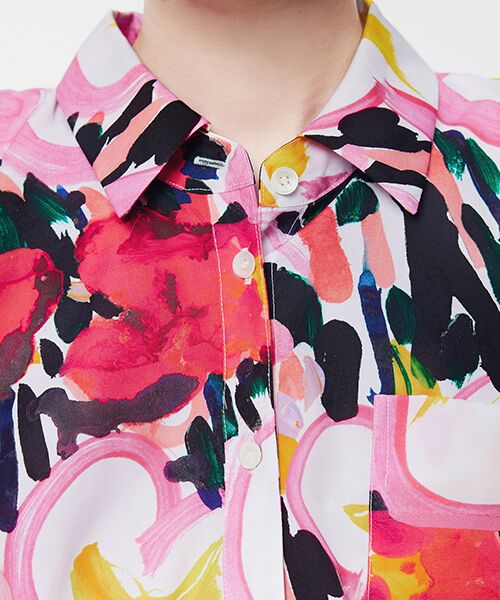 JNBY / ジェーエヌビーワイ シャツ・ブラウス | Abstract Hand-painted Floral Sleeveless Shirt / フローラフ スリーブレスシャツ | 詳細2