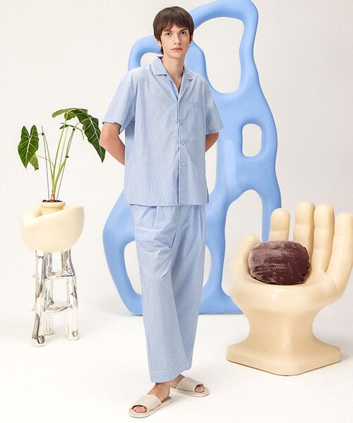 JNBY / ジェーエヌビーワイ ルームウェア | HOME Unisex Striped Lounge Shirt / ユニセックス ストライプラウンジシャツ | 詳細6