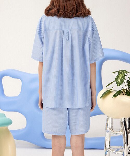 JNBY / ジェーエヌビーワイ ルームウェア | HOME Unisex Striped Lounge Shirt / ユニセックス ストライプラウンジシャツ | 詳細14